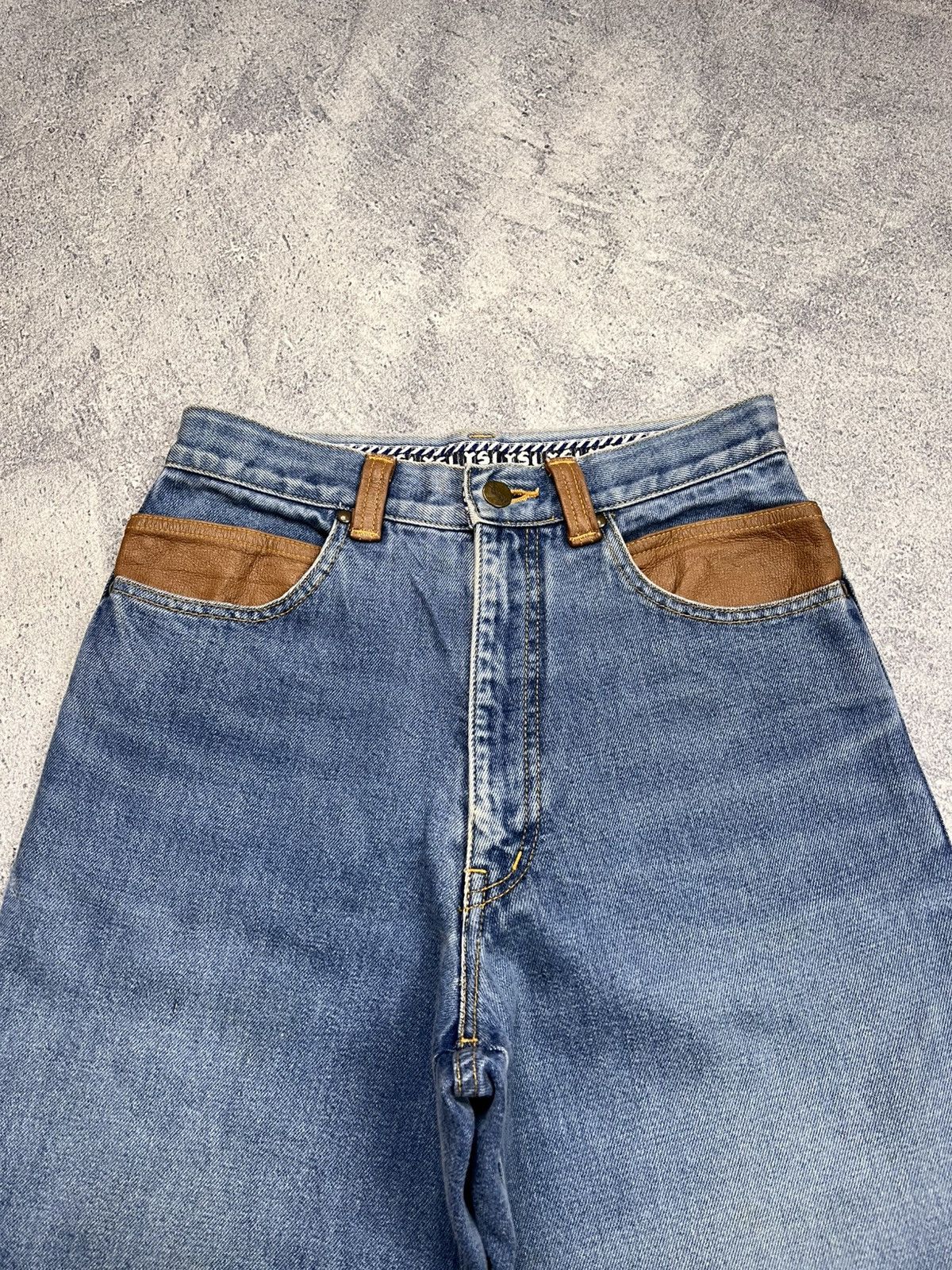 Yves Saint Laurent Yves Saint Laurent Leather Patch Denim Pants Size US 27 - 7 Thumbnail