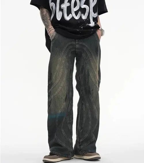 Jean × Vintage Y2K Dirty Grunge Hip Hop Baggy Jeans Size US 34 / EU 50 - 3 Thumbnail