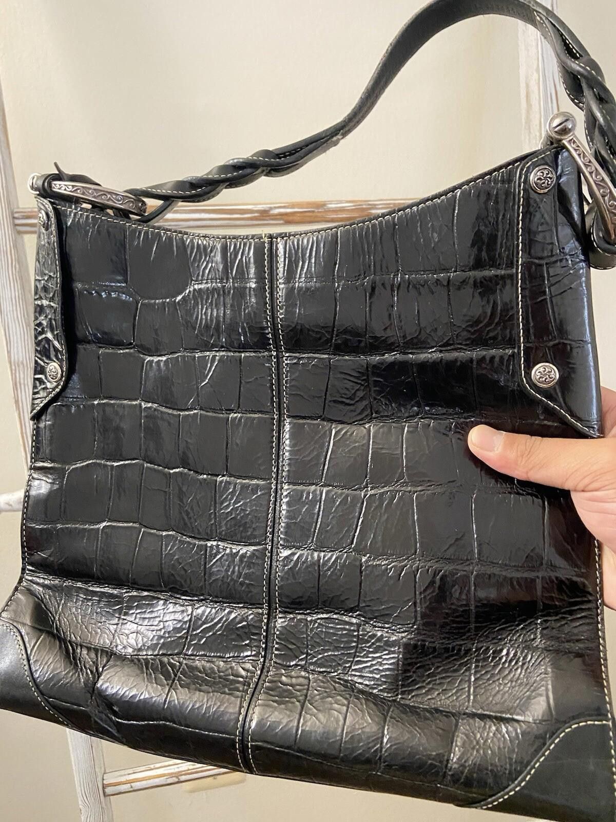 Brighton Brighton black patentleather floral chrome hobo shoulder bag Size ONE SIZE - 3 Thumbnail