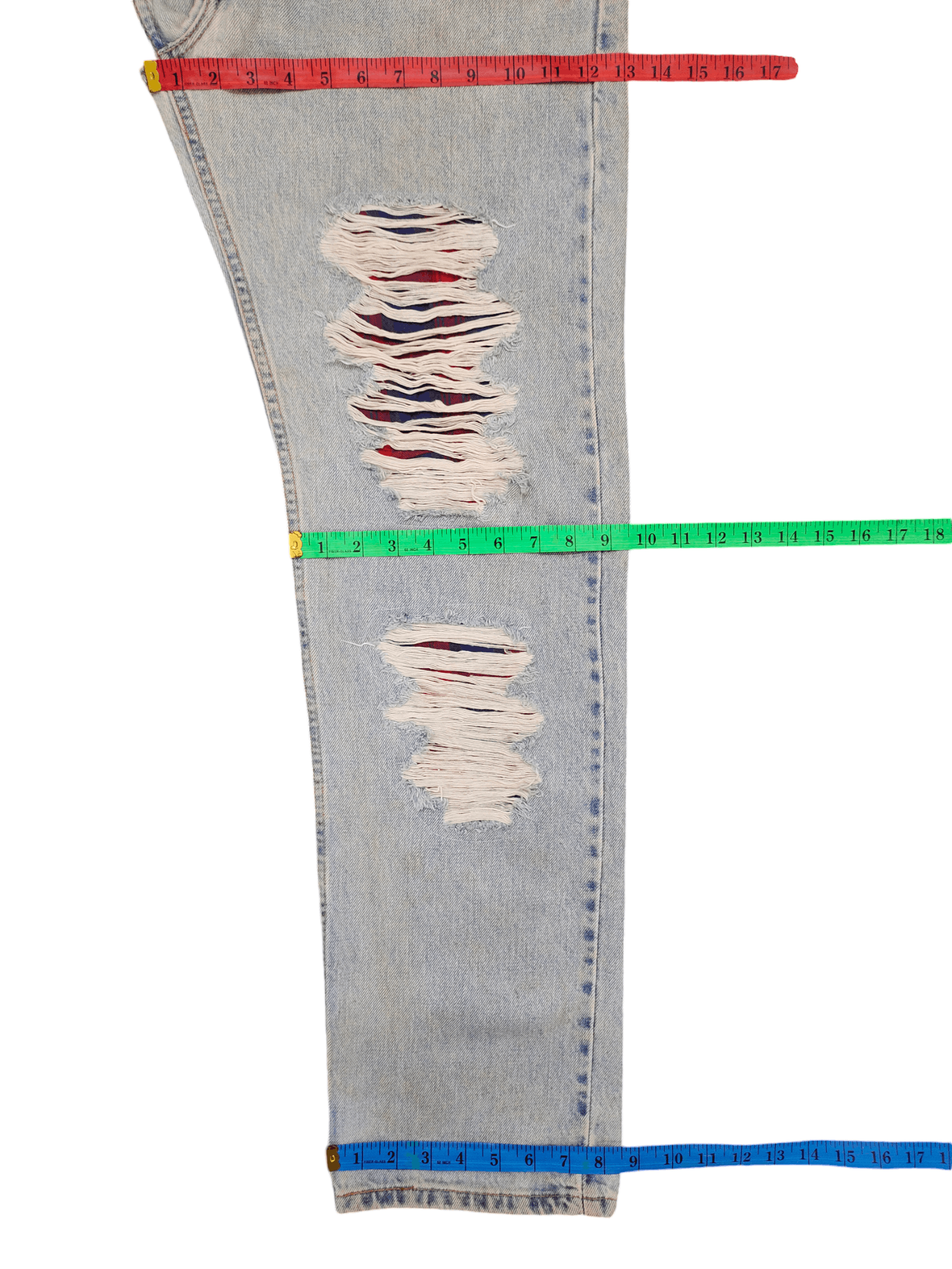 Levi's Vintage Clothing Vintage Levis 505 Distress Faded Checkered Jeans Custom Size US 34 / EU 50 - 13 Thumbnail