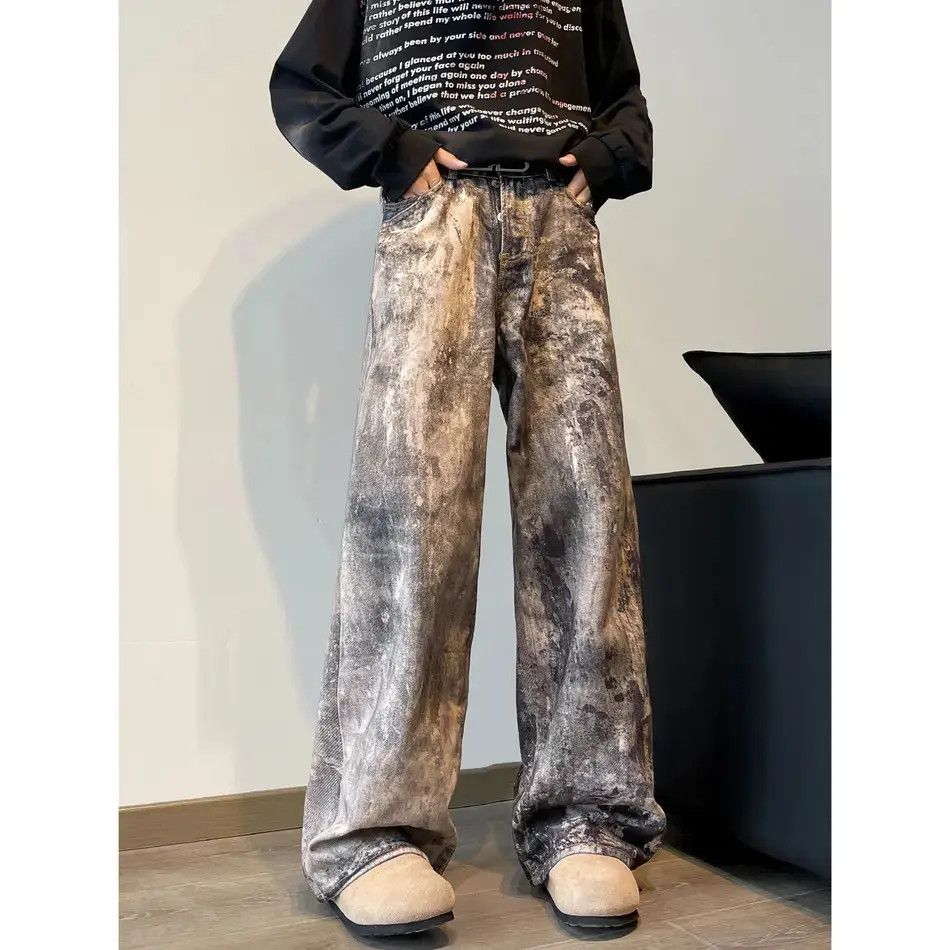 Japanese Brand Retro loose splashed ink printed jeans Size US 32 / EU 48 - 1 Thumbnail