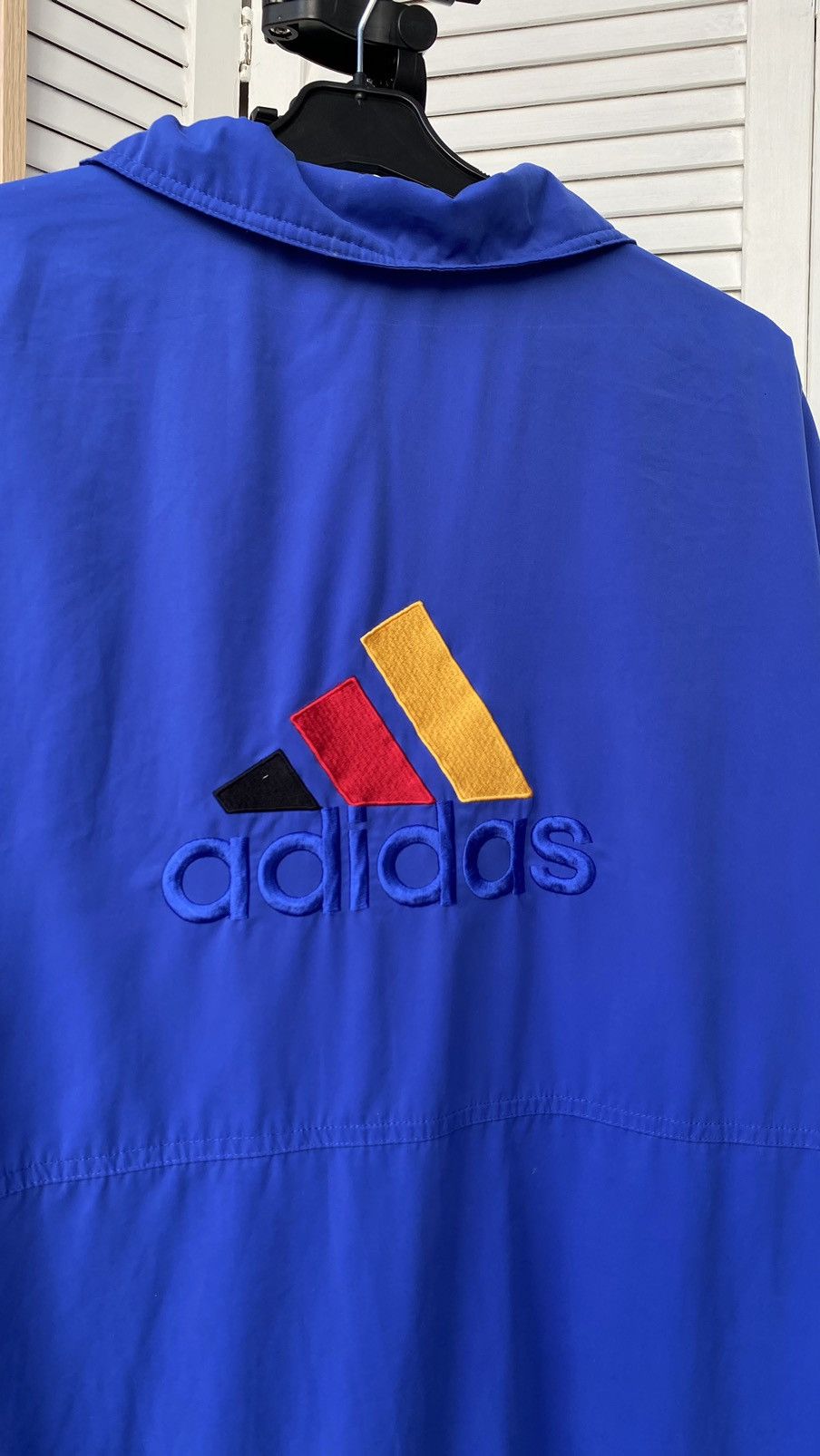 Adidas × Vintage Vintage Adidas Track Retro Jacket Back Big Logo 90s Blue Size US L / EU 52-54 / 3 - 9 Thumbnail