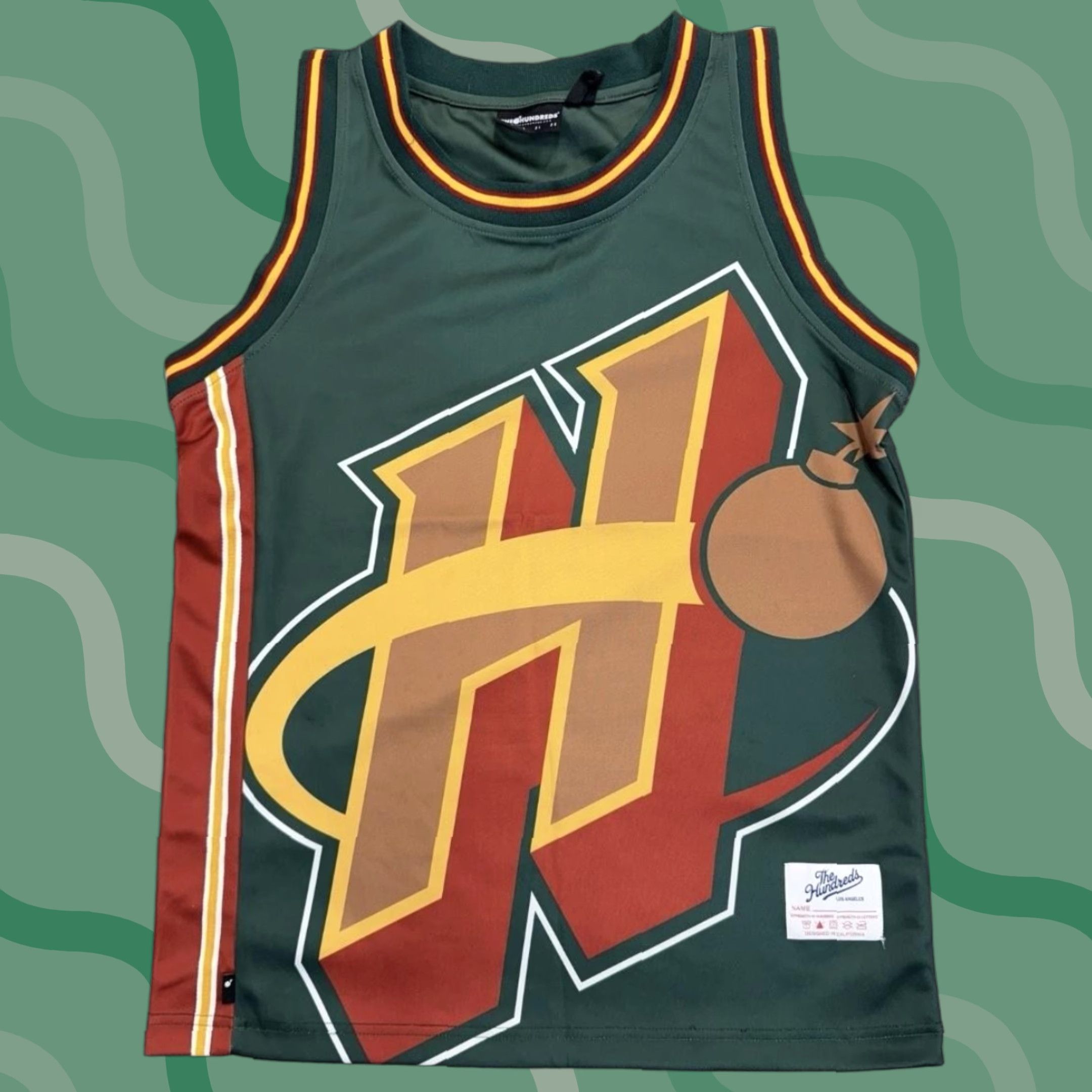 The Hundreds VINTAGE The Hundreds Basketball Jersey Mens Small Green Adam Bomb H Tank Top Streetwear Size US S / EU 44-46 / 1 - 1 Thumbnail