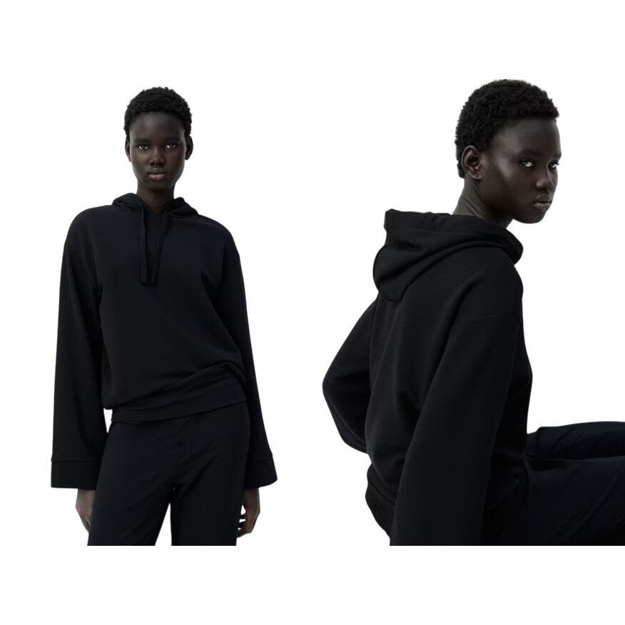 H&M H&M Wide Sleeve Hoodie Black Soft Jersey Cotton Blend Size S / US 4 / IT 40 - 4 Thumbnail