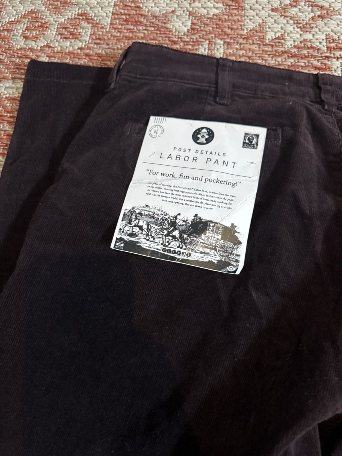 POST&CO Post Courdory Pants Sz 32 Dark Plum DSWT Size US 32 / EU 48 - 4 Thumbnail