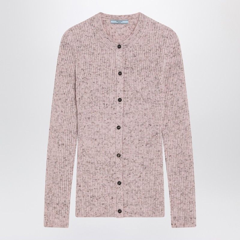 Prada Pink Ribbed Wool Cardigan