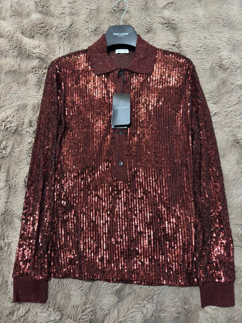 Saint Laurent Paris Saint Laurent Sequin Shirt in Red Size US S / EU 44-46 / 1 - 1 Thumbnail