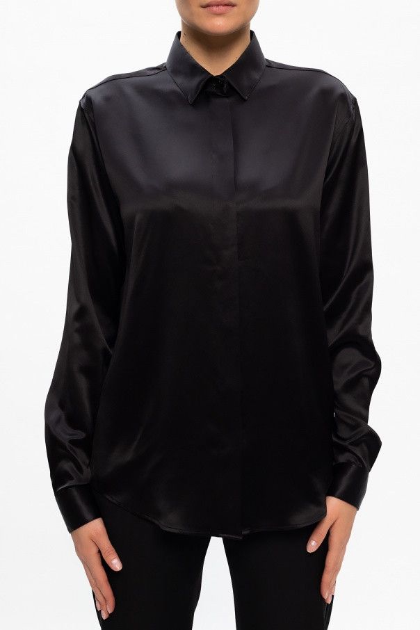 Saint Laurent Paris o1s1wg111224 Oversized Shirt in Black Size XL / US 12-14 / IT 48-50 - 2 Thumbnail