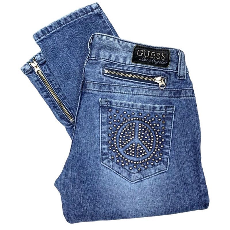 Guess Guess | Vintage Y2K Daredevil Skinny Embellished Jeans | 26 Size 26" / US 2 / IT 38 - 1 Thumbnail