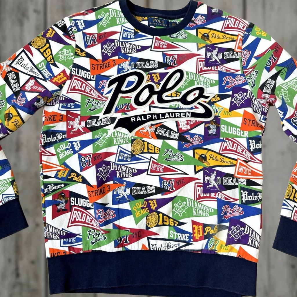 Polo Ralph Lauren Polo Ralph Lauren Baseball Bear Pendant Crewneck Sweatshirt Size M Multicolor AOP Pullover Size US M / EU 48-50 / 2 - 1 Thumbnail