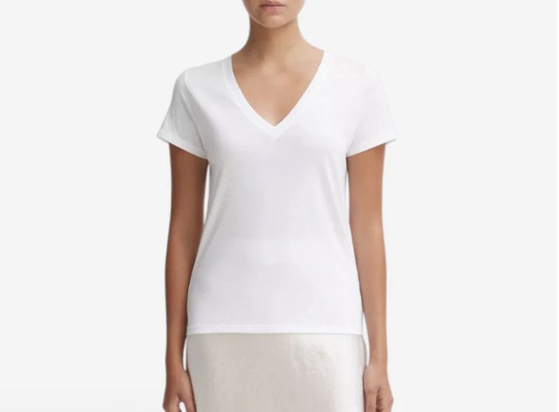 Vince Vince. Pima Cotton V-Neck Tee White ( XS ) Size XS / US 0-2 / IT 36-38 - 1 Thumbnail