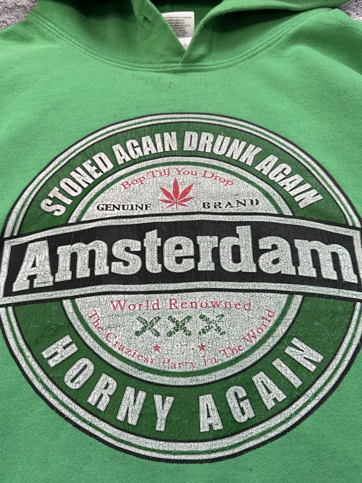 Vintage Vintage Amsterdam Weed XXX Hoodie L "Horny Again" Green Size US L / EU 52-54 / 3 - 2 Thumbnail