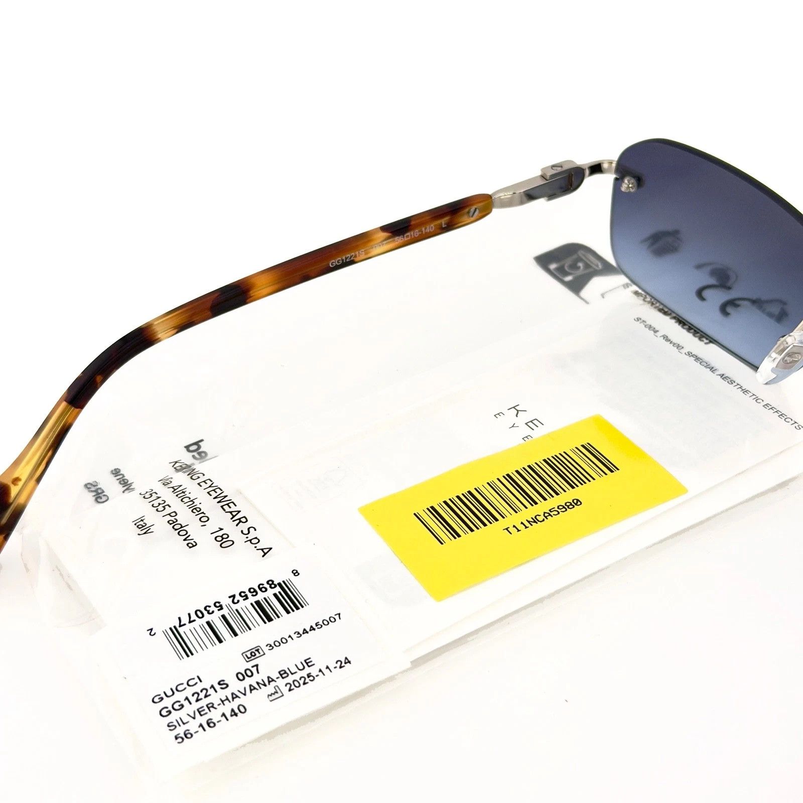 Gucci GUCCI GG1221S WEB Logo 1221 007 Narrow Unisex Sunglasses Size ONE SIZE - 6 Thumbnail