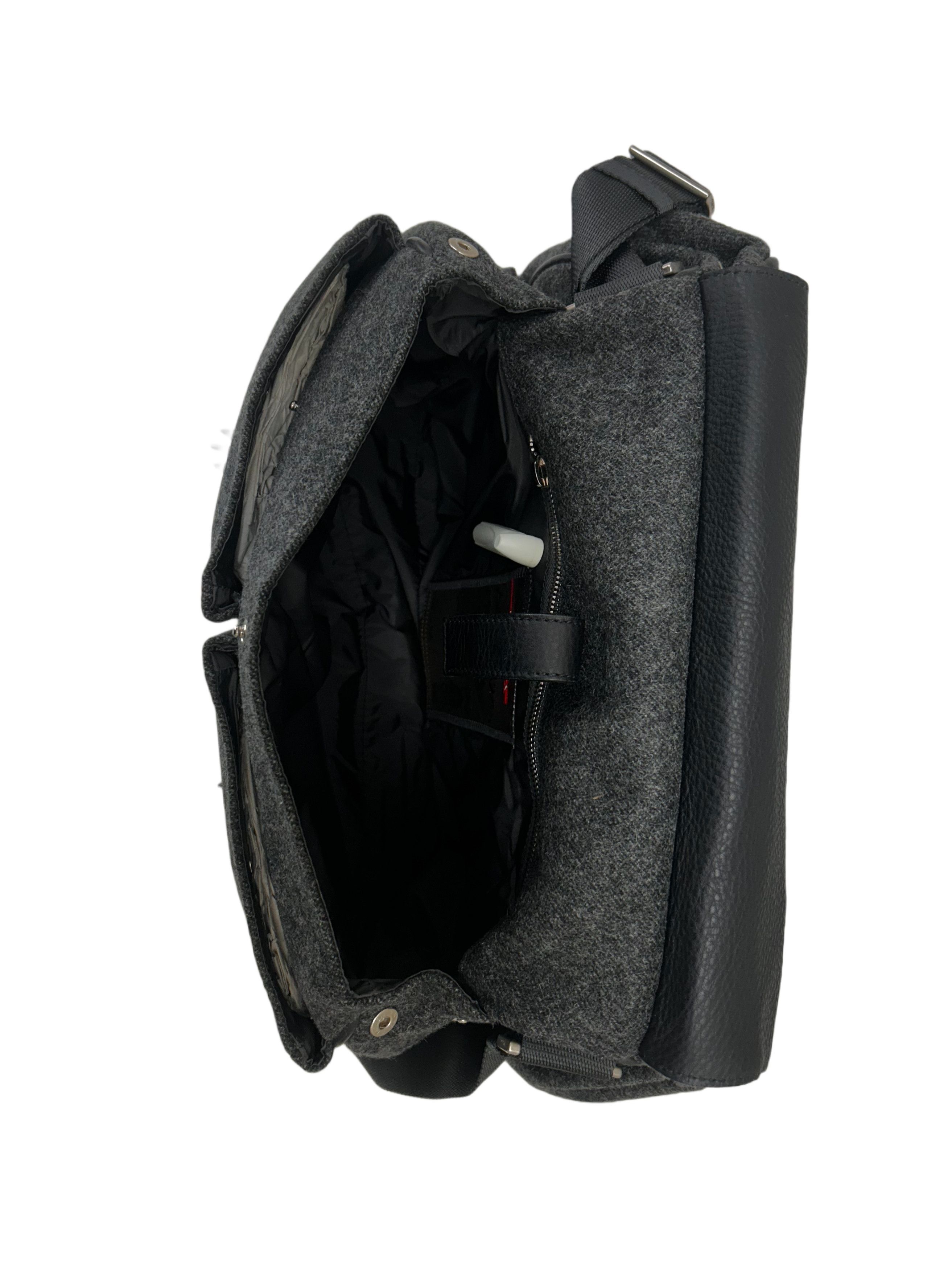 Prada Prada Linea Rossa Grey Wool With Black grain Leather Flap Size ONE SIZE - 5 Thumbnail