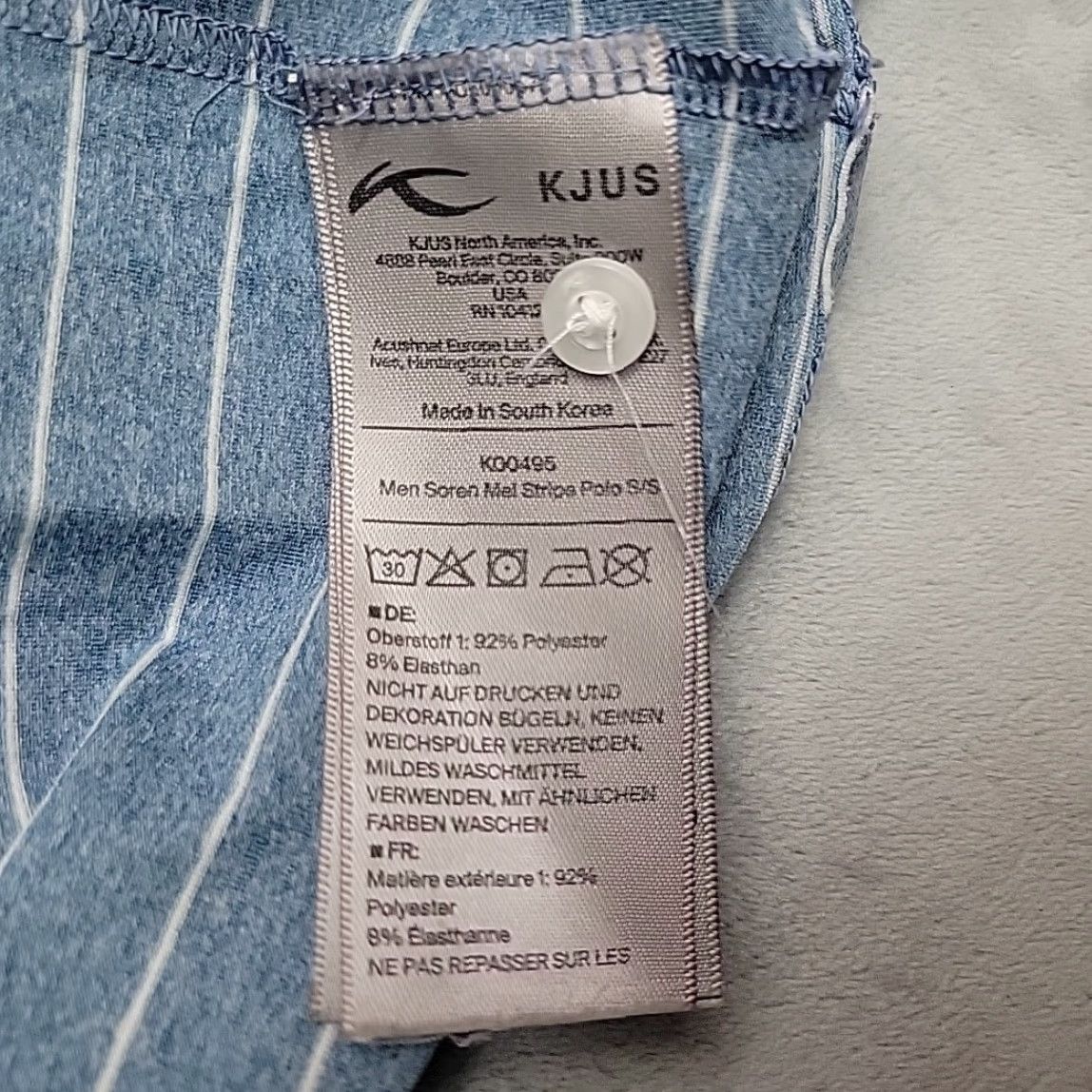 KJUS VINTAGE KJUS Polo Shirt Mens LT Blue Striped Performance Stretch UPF 50 Golf Outdoors Shirt Size US L / EU 52-54 / 3 - 5 Thumbnail