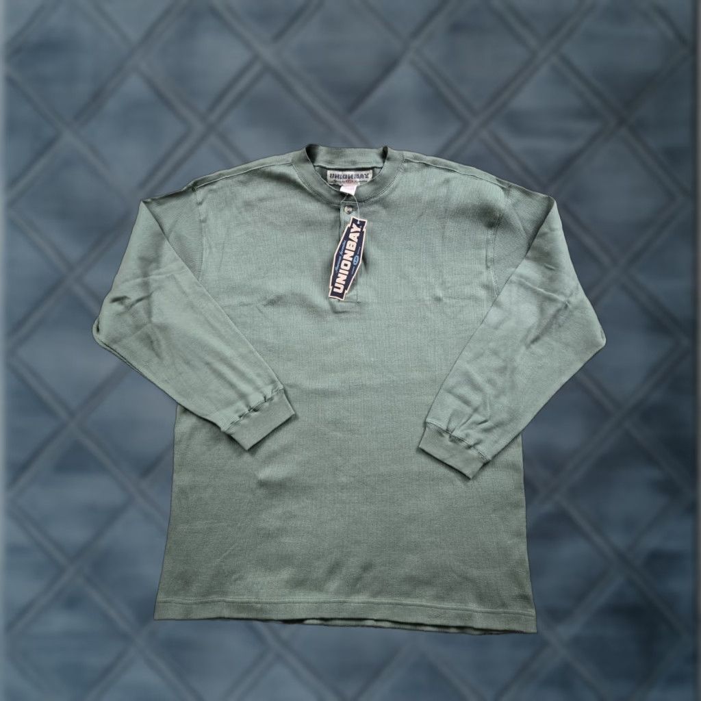 Vintage VINTAGE UNIONBAY Henley Shirt XL Mens Green Long Sleeve Pullover Cotton 90s NWT Size US XL / EU 56 / 4 - 1 Thumbnail