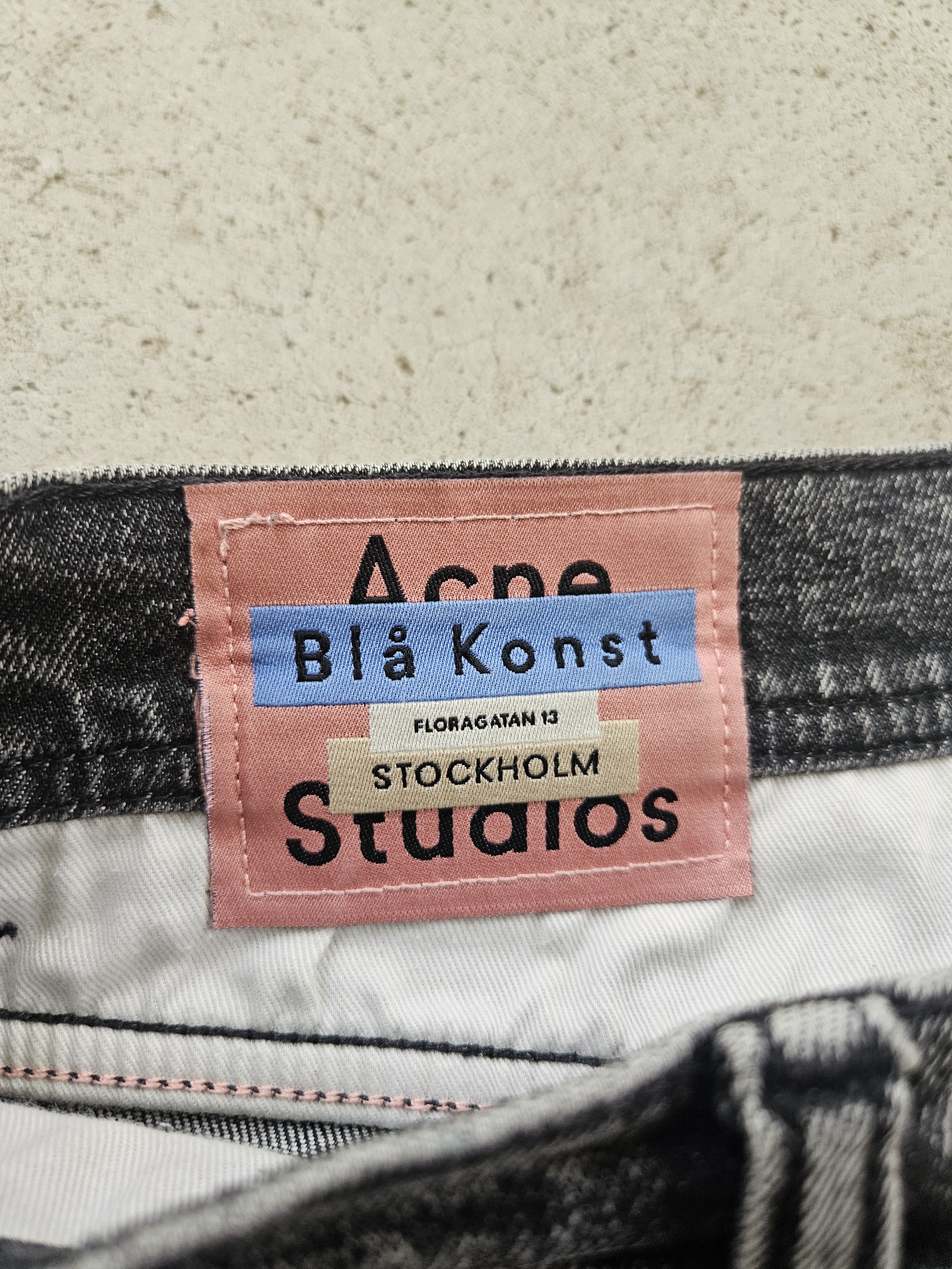 Acne Studios Blå Konst Melk Black Marble Gray Patch Denim Jeans Size US 33 - 9 Thumbnail