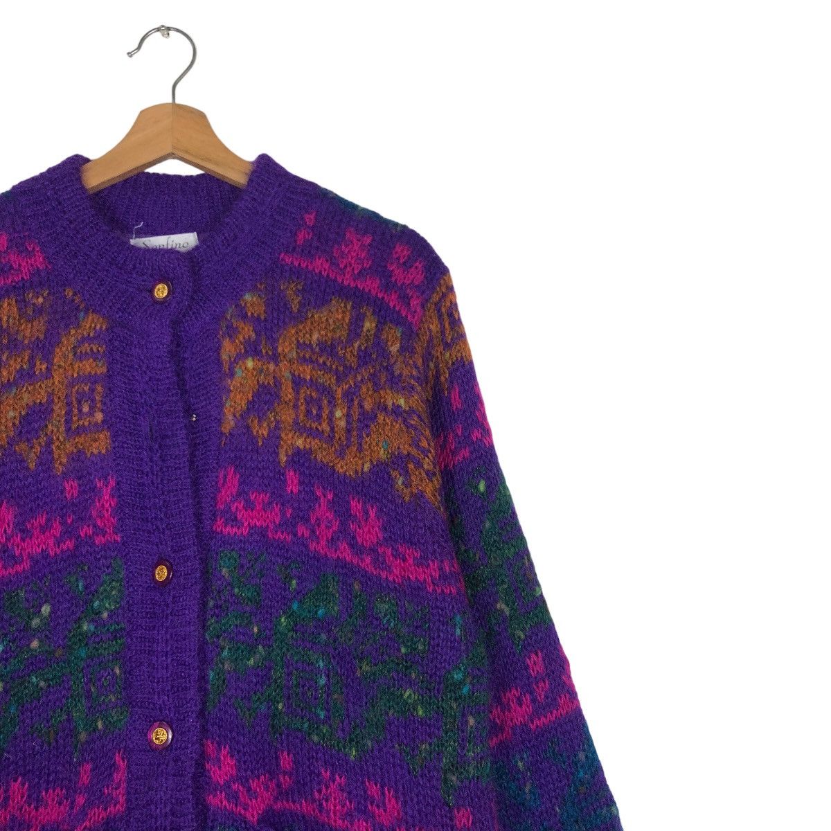 Japanese Brand Vintage Cardigan Sanfino Flower Big Logo Issey Miyake Japan Size US M / EU 48-50 / 2 - 6 Thumbnail