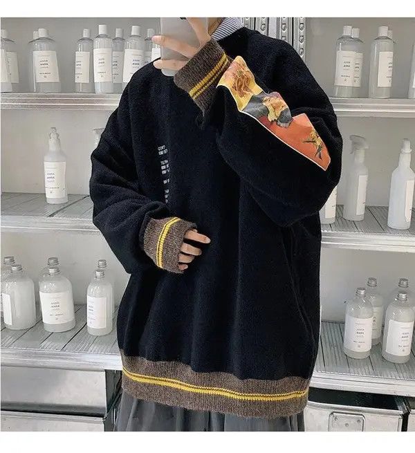 VIBE Van Gogh Painting Embroidery Knitted Sweater Size US L / EU 52-54 / 3 - 8 Thumbnail