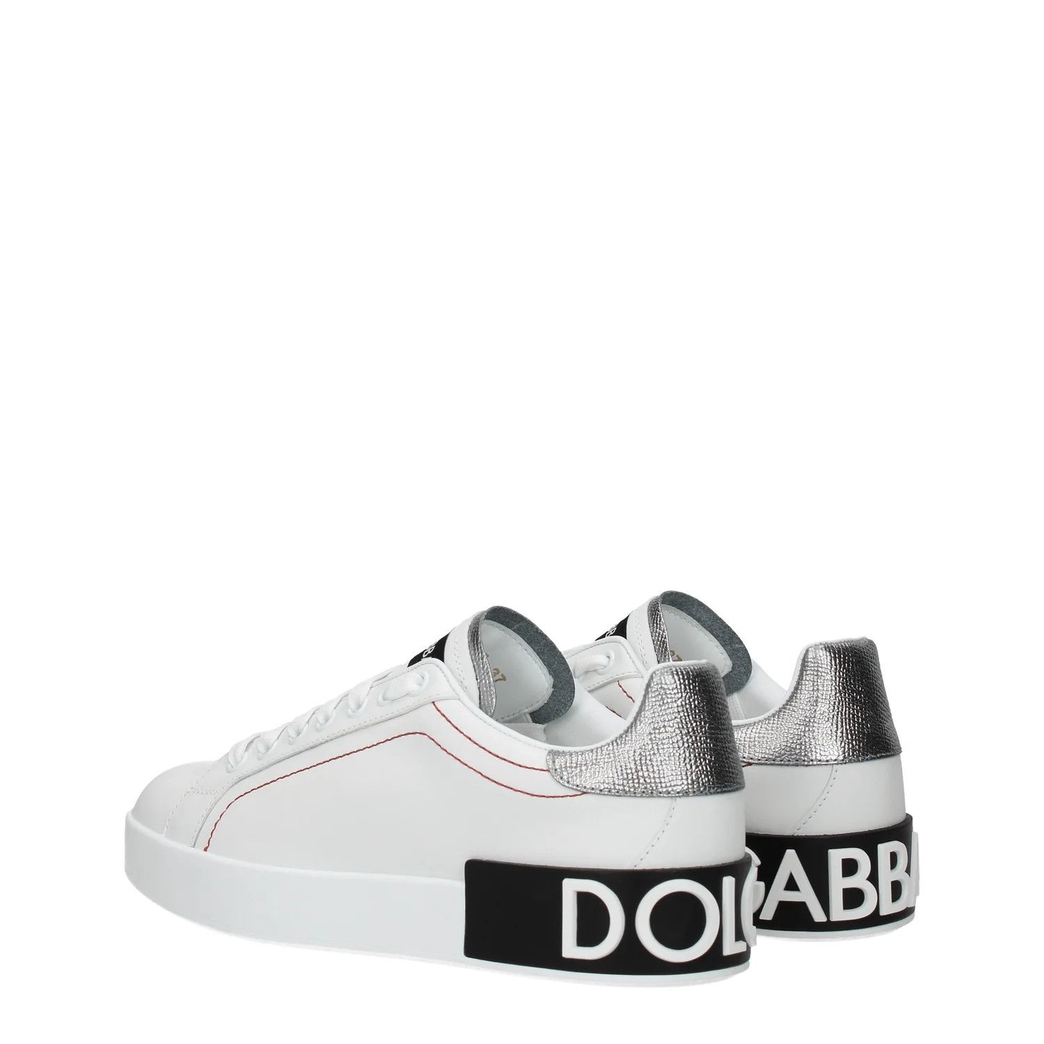 Dolce & Gabbana ob1o1e1124 Leather Low-Top Sneakers in White Silver Size US 8.5 / IT 38.5 - 4 Thumbnail