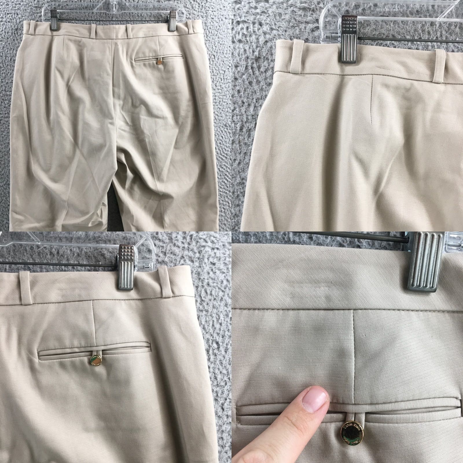 Calvin Klein Calvin Klein Dress Pants Womens 12 Beige Cotton Blend Casual Size 34" / US 12 / IT 48 - 9 Thumbnail