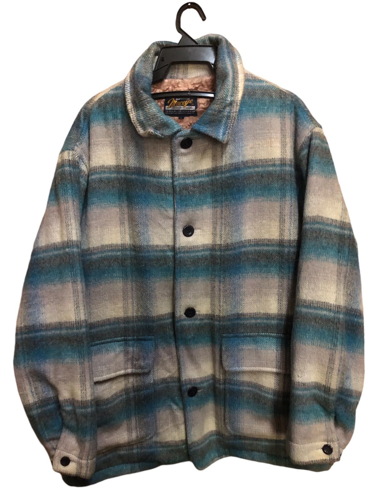 Maceye Wool Blend Sherpa Lining Check Warm Jacket - Main Image