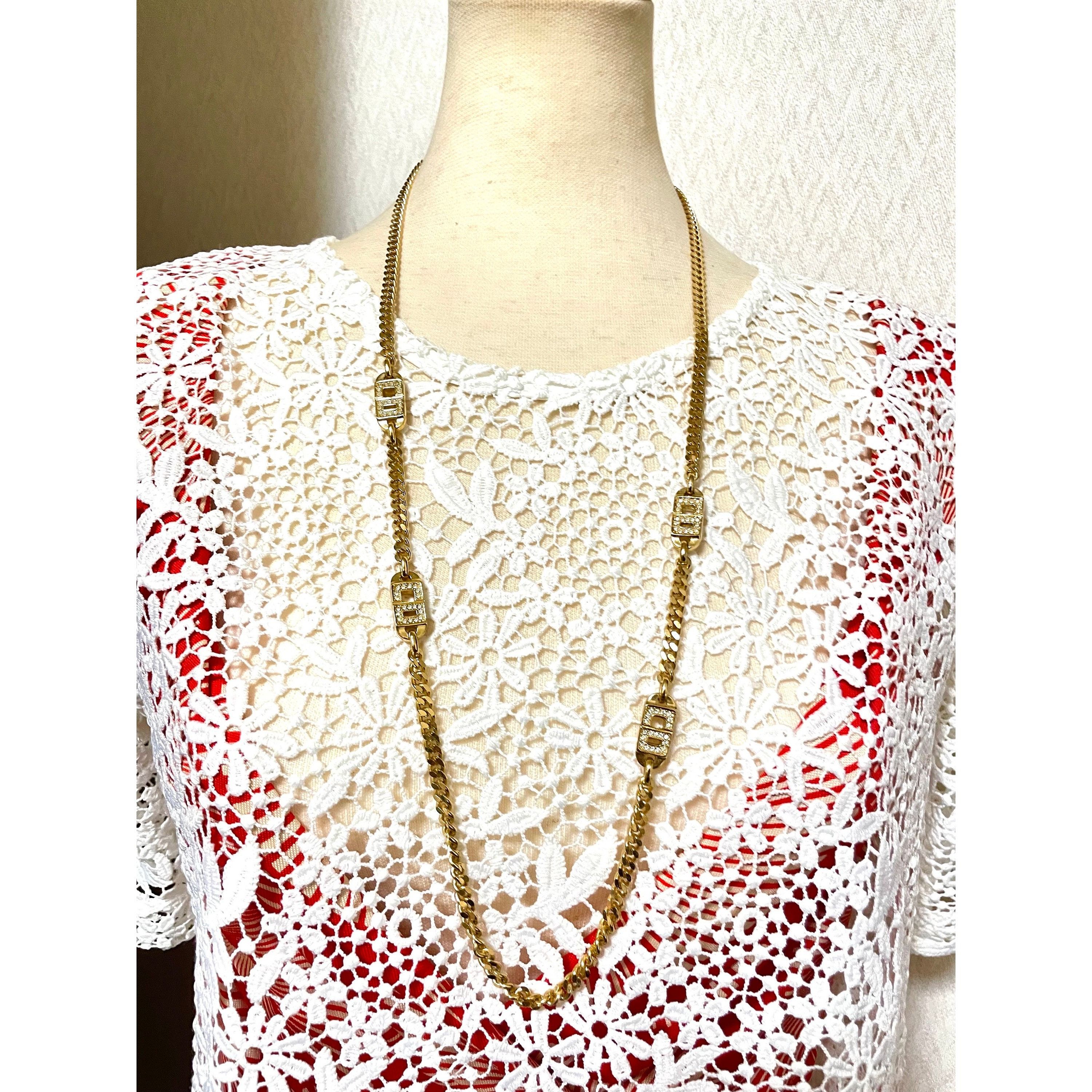 Dior Vintage Christian Dior golden chain necklace with crystal CD Size ONE SIZE - 10 Thumbnail