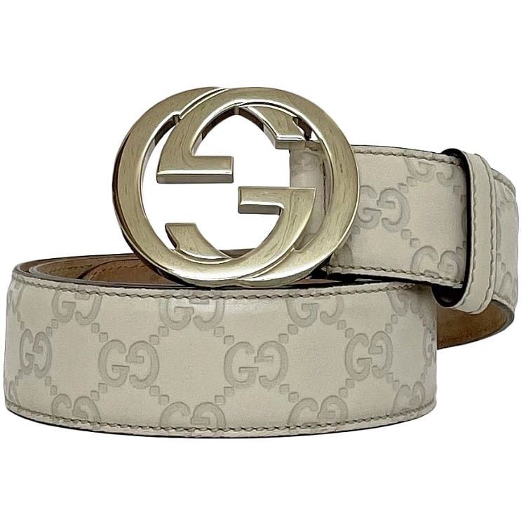Gucci GUCCI Belt White Leather Size ONE SIZE - 1 Thumbnail