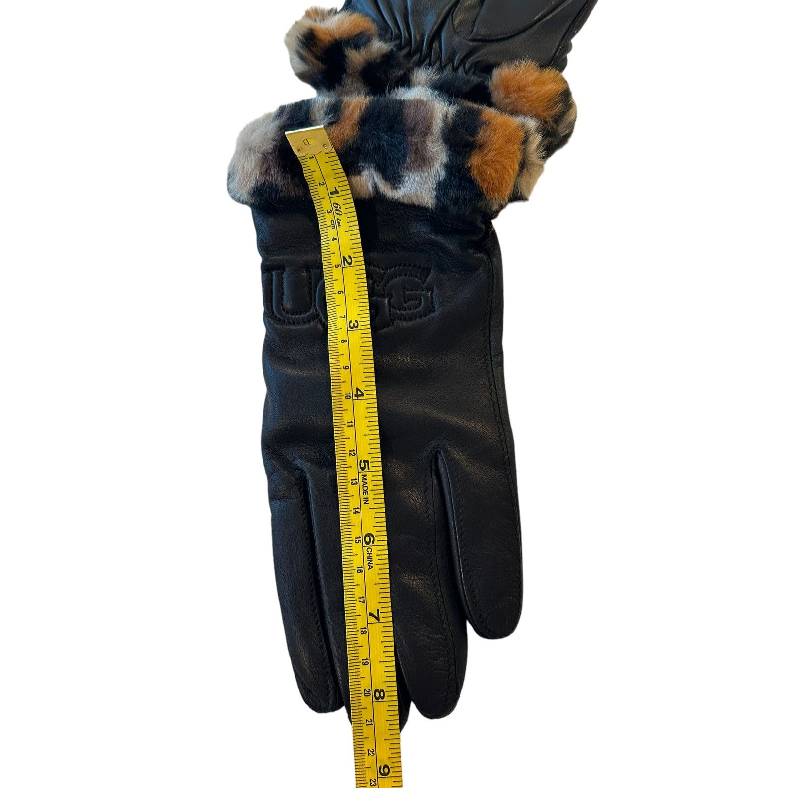 Ugg UGG Logo Leather Faux Fur Cuff Gloves L (Runs small in size) Size ONE SIZE - 8 Thumbnail