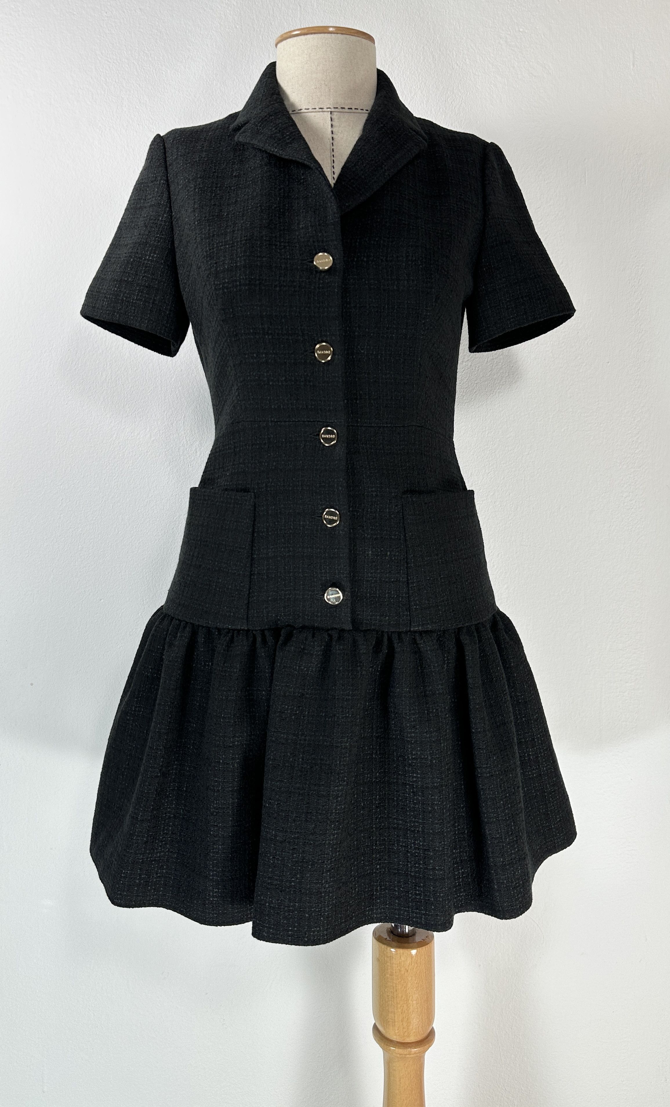 Sandro Black Short Tweed Dress | Grailed
