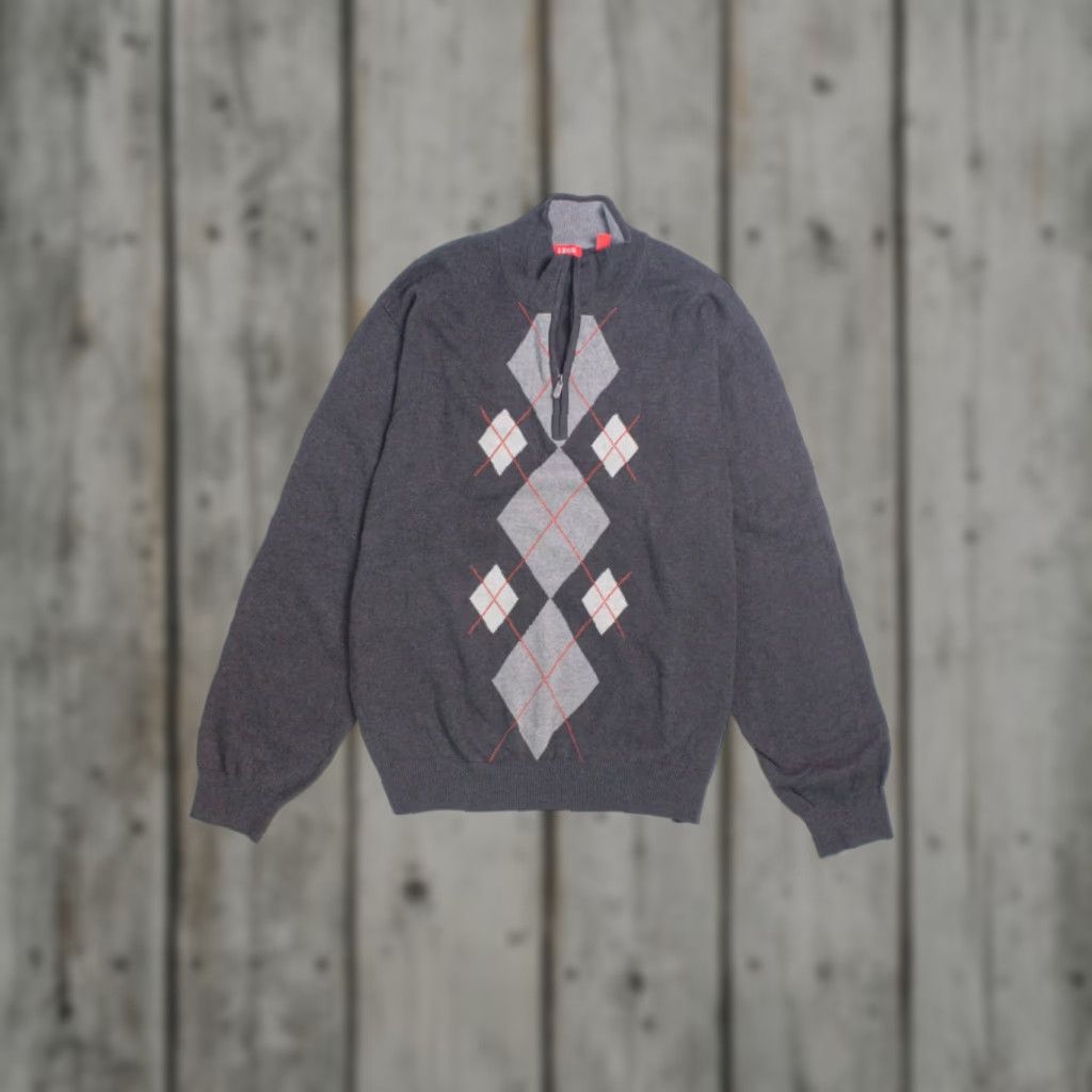 Izod VINTAGE IZOD Argyle Half Zip Sweater Gray X-Large Men's? Size XL / US 12-14 / IT 48-50 - 1 Thumbnail