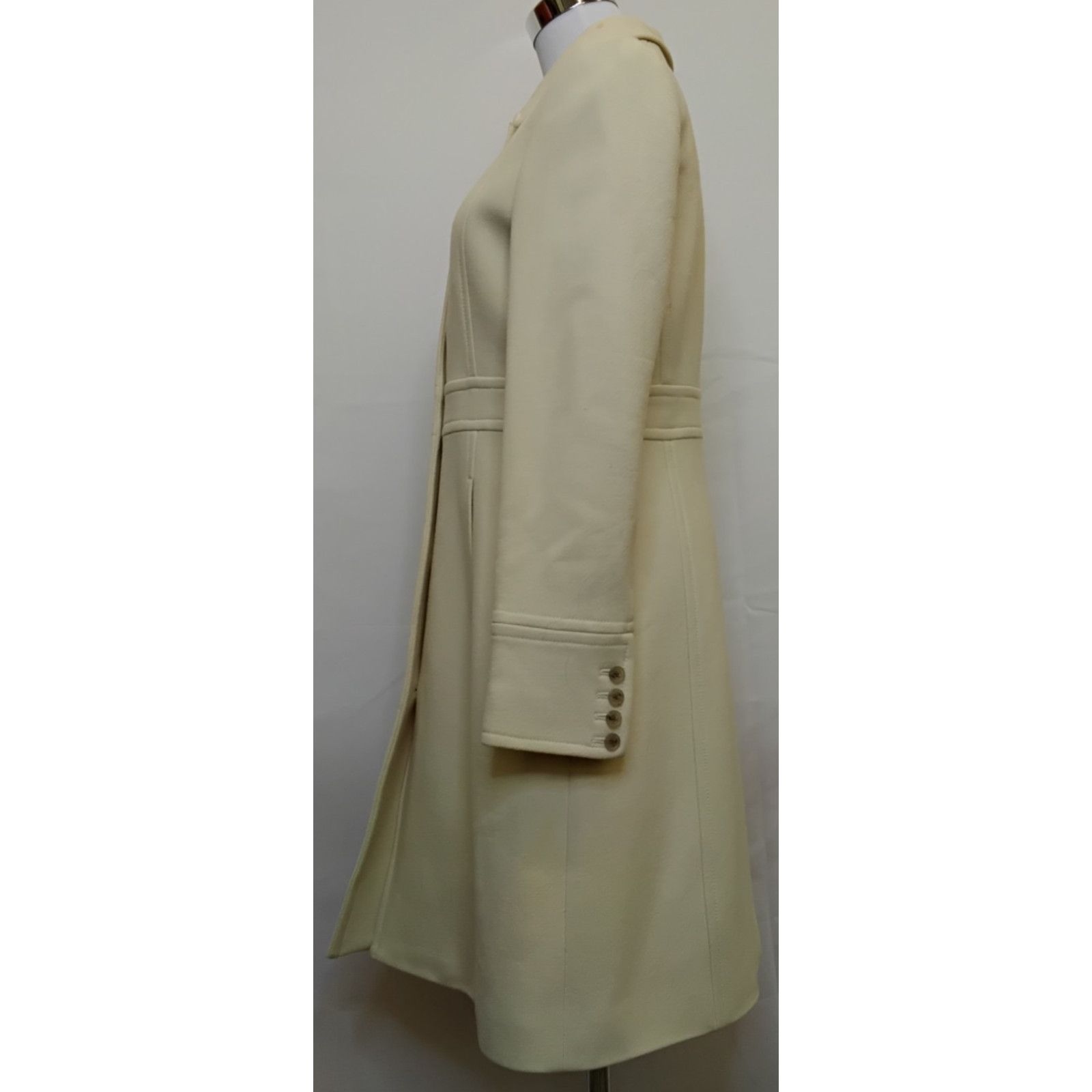 J.Crew J. Crew Wool Blend Pea Coat Women's 8 Cream Thinsulate 2007 Size M / US 6-8 / IT 42-44 - 4 Thumbnail