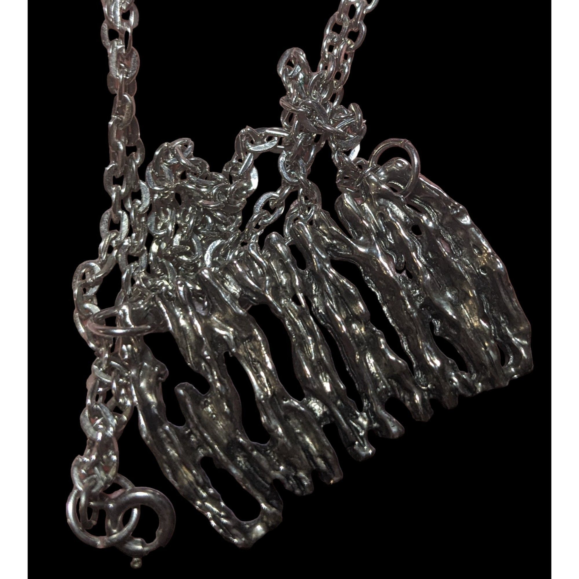 Other Abstract Silver Tree Bark Pendant Necklace Size ONE SIZE - 3 Thumbnail