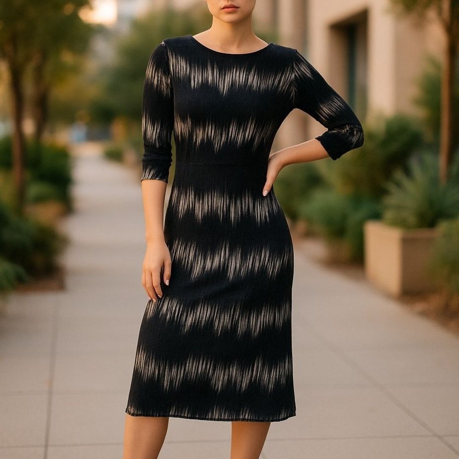 Other Studio One Black Dress Size 8 Midi Style with 3/4 Sleeves Size M / US 6-8 / IT 42-44 - 1 Thumbnail
