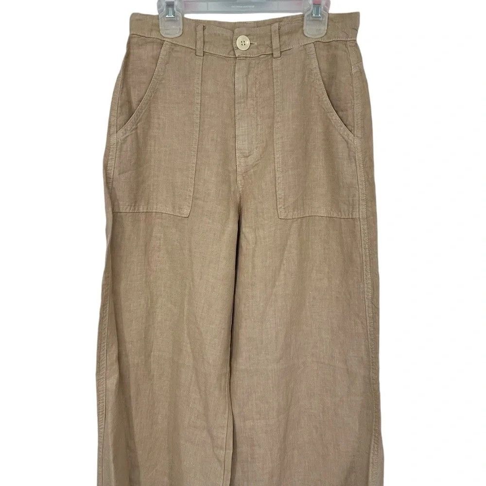 Enza Costa ENZA COSTA FRENCH LINEN HIGH-RISE WID LEG TROUSER PANTS Size 27" / US 4 / IT 40 - 4 Thumbnail