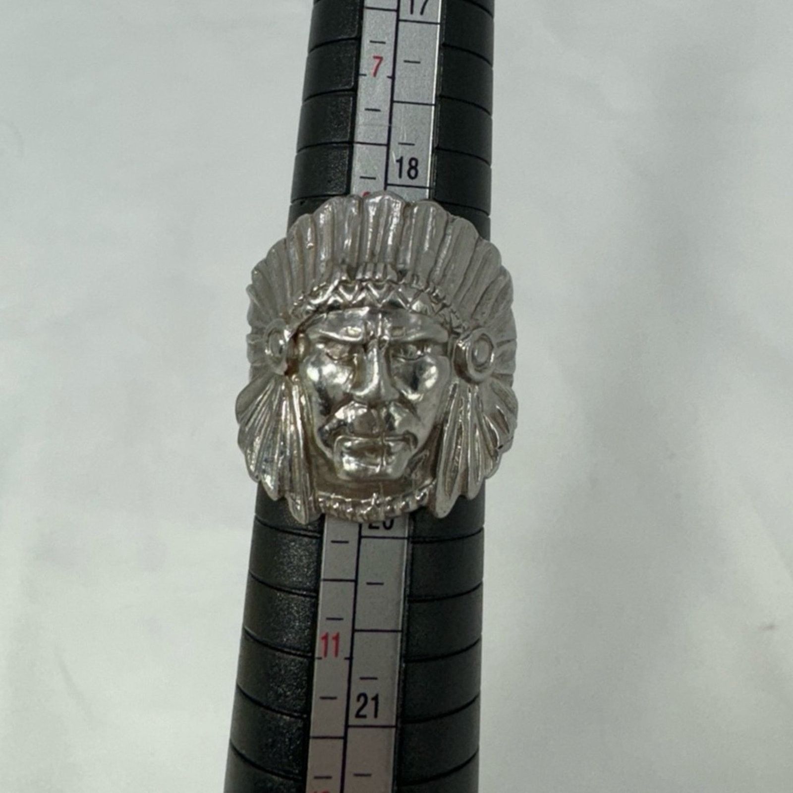 NBDN Nobrandedon Large hand cast Native American Chief ring Size ONE SIZE - 2 Thumbnail