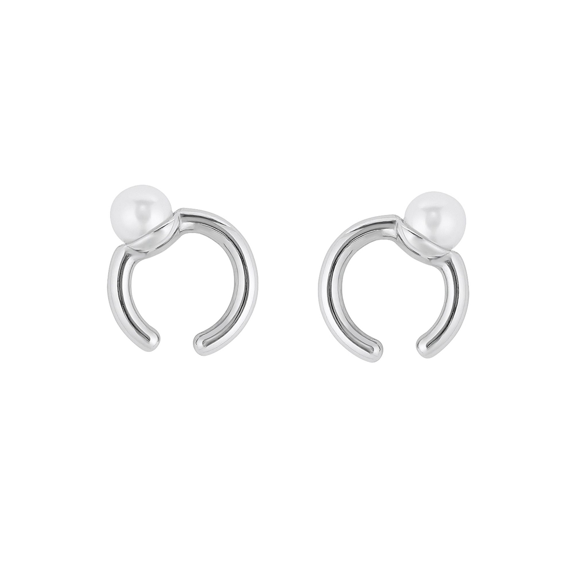 Jewelry Pearl Vintage Earrings One Pairs Chrome Jewelry Size ONE SIZE - 5 Thumbnail