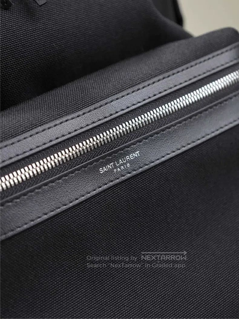 Saint Laurent Paris Saint Laurent Paris Backpack, Black Canvas with Leather Size ONE SIZE - 7 Thumbnail