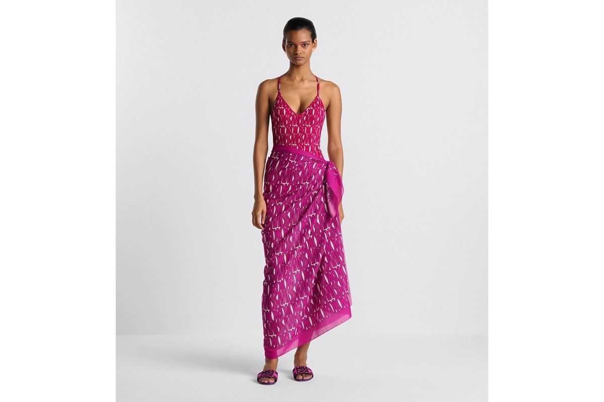 Dior o1bcso1str0226 Size:OS/Allover Sarong in White/Purple Size ONE SIZE - 2 Thumbnail