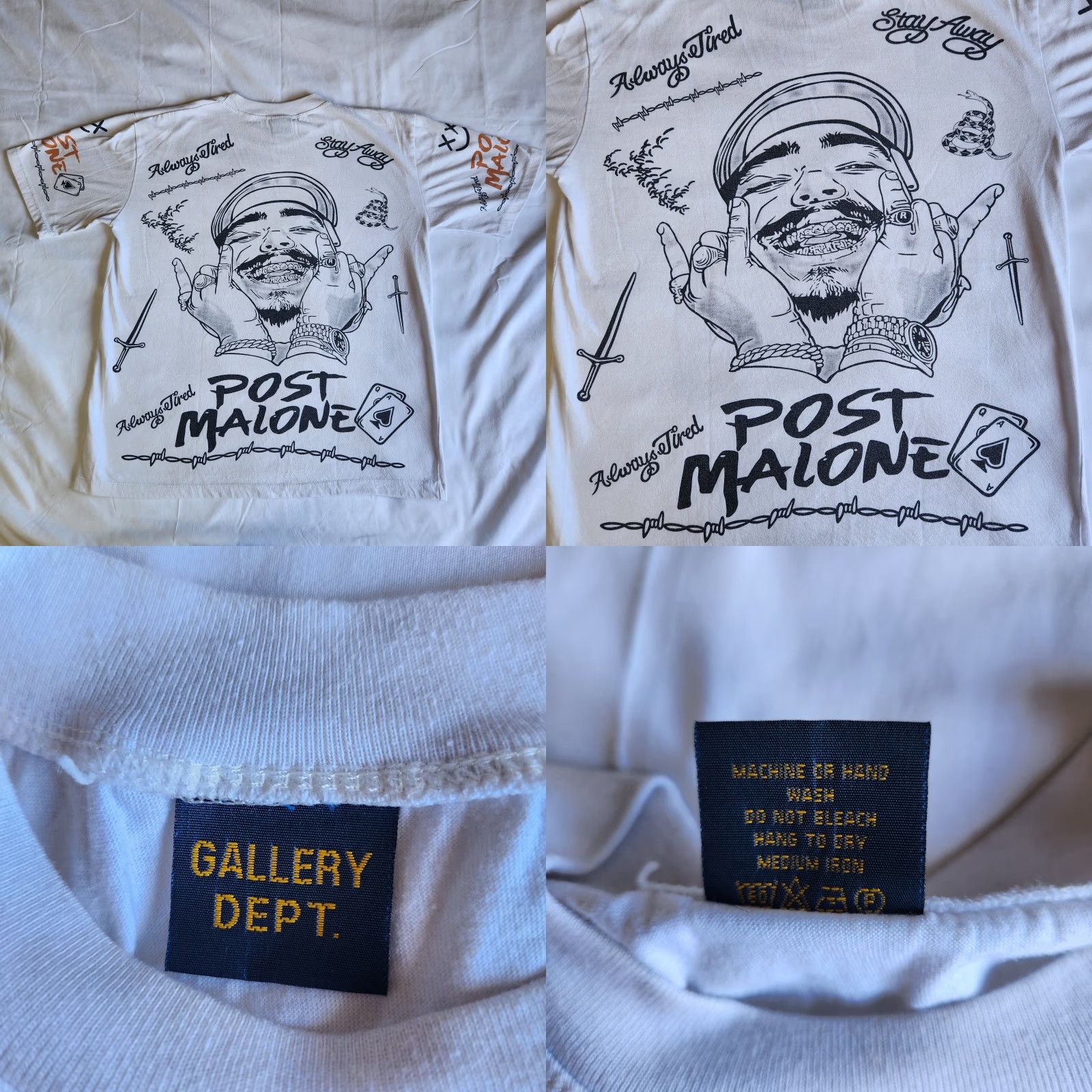 Gallery Dept. VINTAGE GALLERY DEPT x Posty Co Post Malone Hip Hop Graphic Print T-Shirt Adult Medium White Concert Mens Size US M / EU 48-50 / 2 - 8 Thumbnail