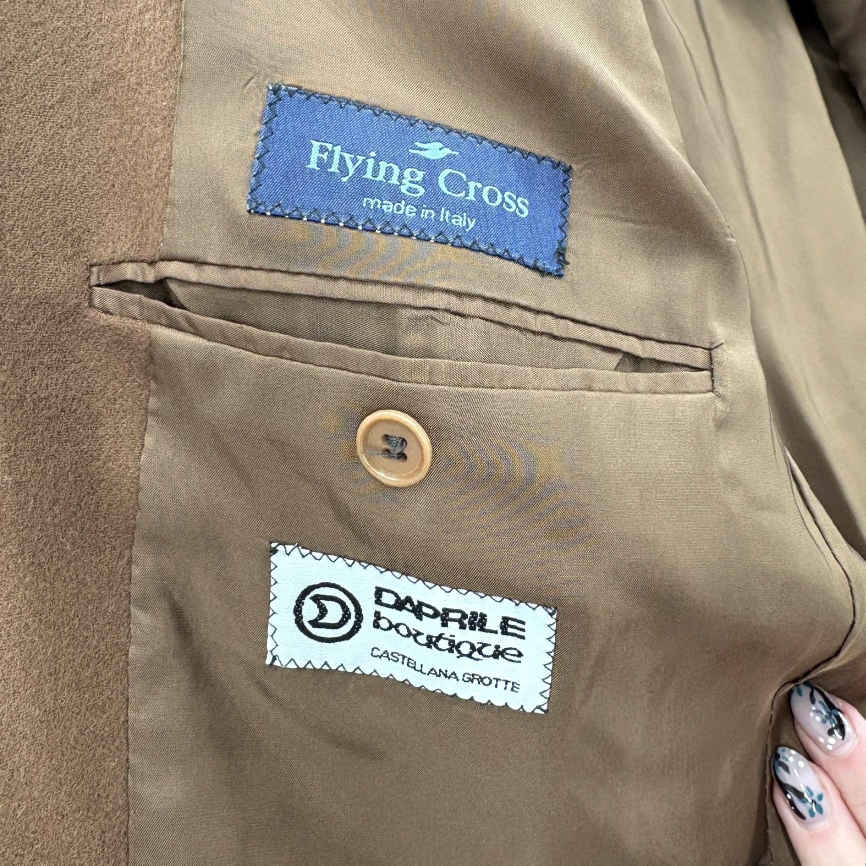 Vintage VINTAGE Flying Cross Sport Coat Jacket Mens 40R Brown Wool Cashmere 3 Button Notch Lapel Single-Breasted Italy Size US XXS / EU 40 - 5 Thumbnail