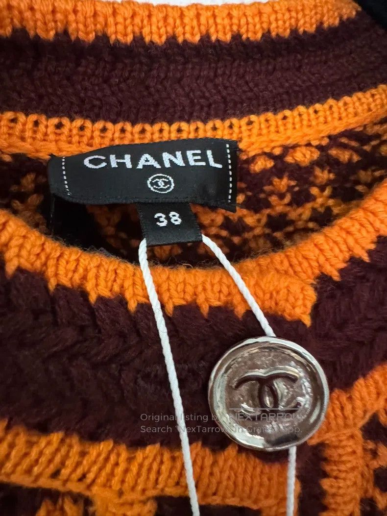 Chanel Chanel Brown orange knitted cardigan jacket Size XS / US 0-2 / IT 36-38 - 3 Thumbnail