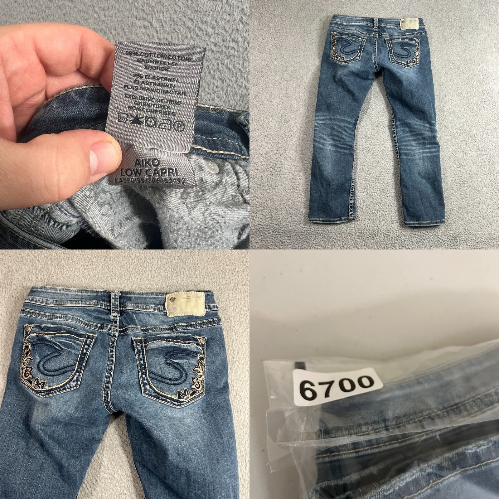 Silver Jeans Co. Silver Jeans Aiko Women's Capri Jeans Blue Stone Wash Low Rise 27 Size 27" / US 4 / IT 40 - 8 Thumbnail