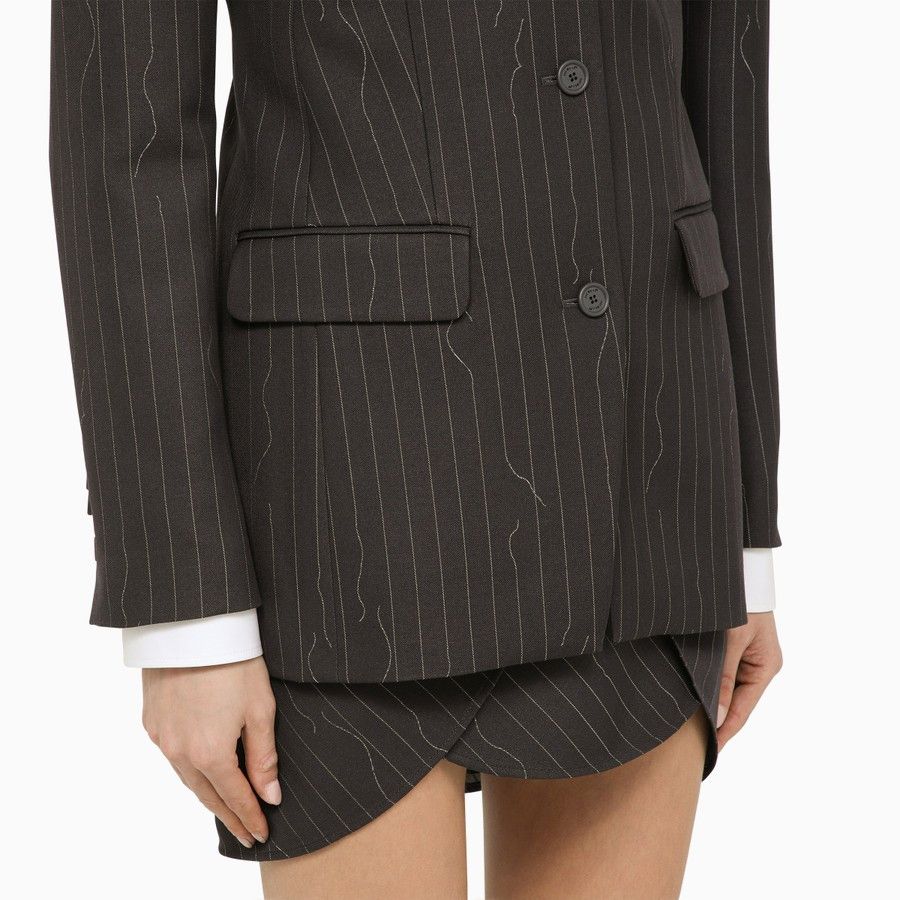 Off-White o1d2blof0924 Wool Blend Single-Breasted Pinstripe Jacket Size M / US 6-8 / IT 42-44 - 4 Thumbnail