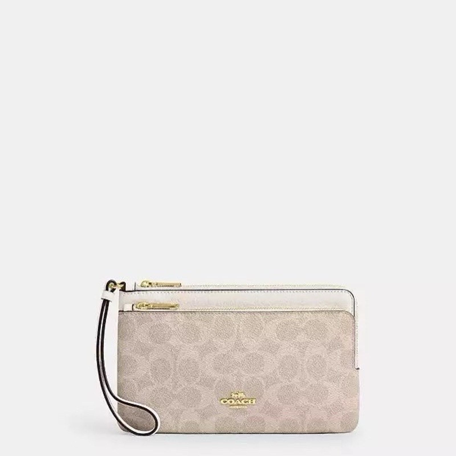 Coach NWT Coach Double Zip Wallet Wristlet Canvas Sand/Chalk CX161 Size ONE SIZE - 5 Thumbnail
