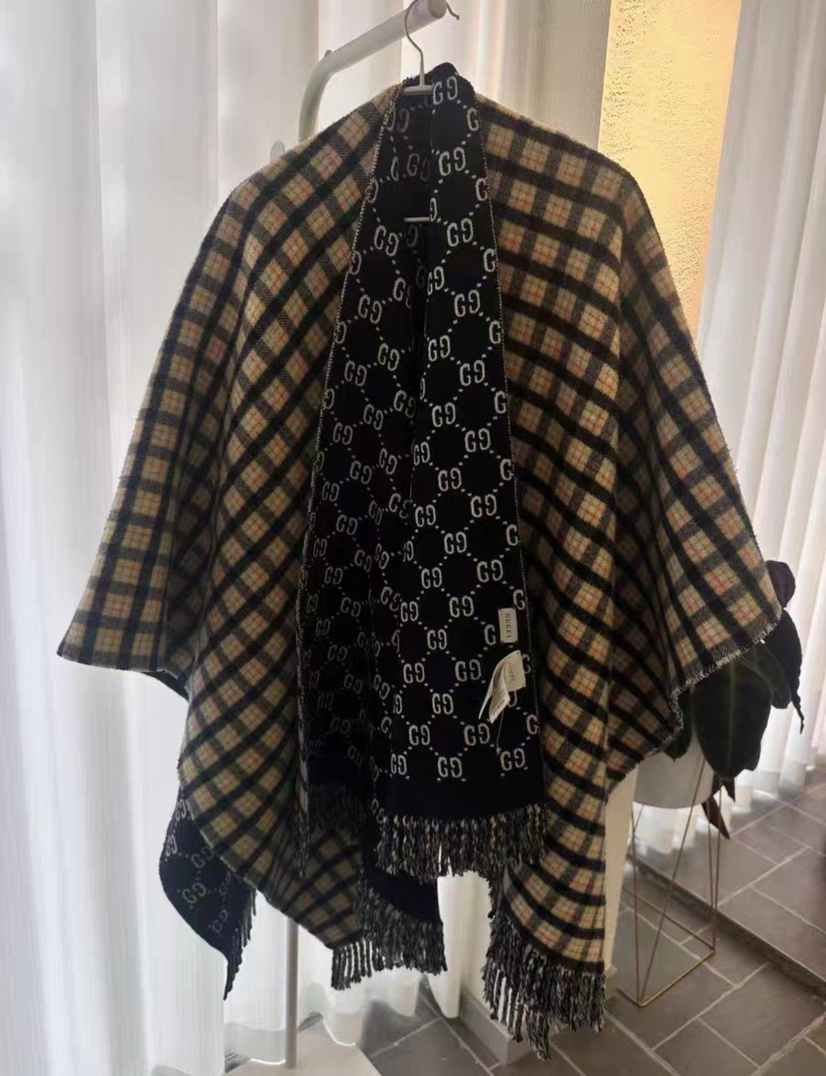 Gucci Gucci wool all-over check reversible shawl J38 Size ONE SIZE - 3 Thumbnail