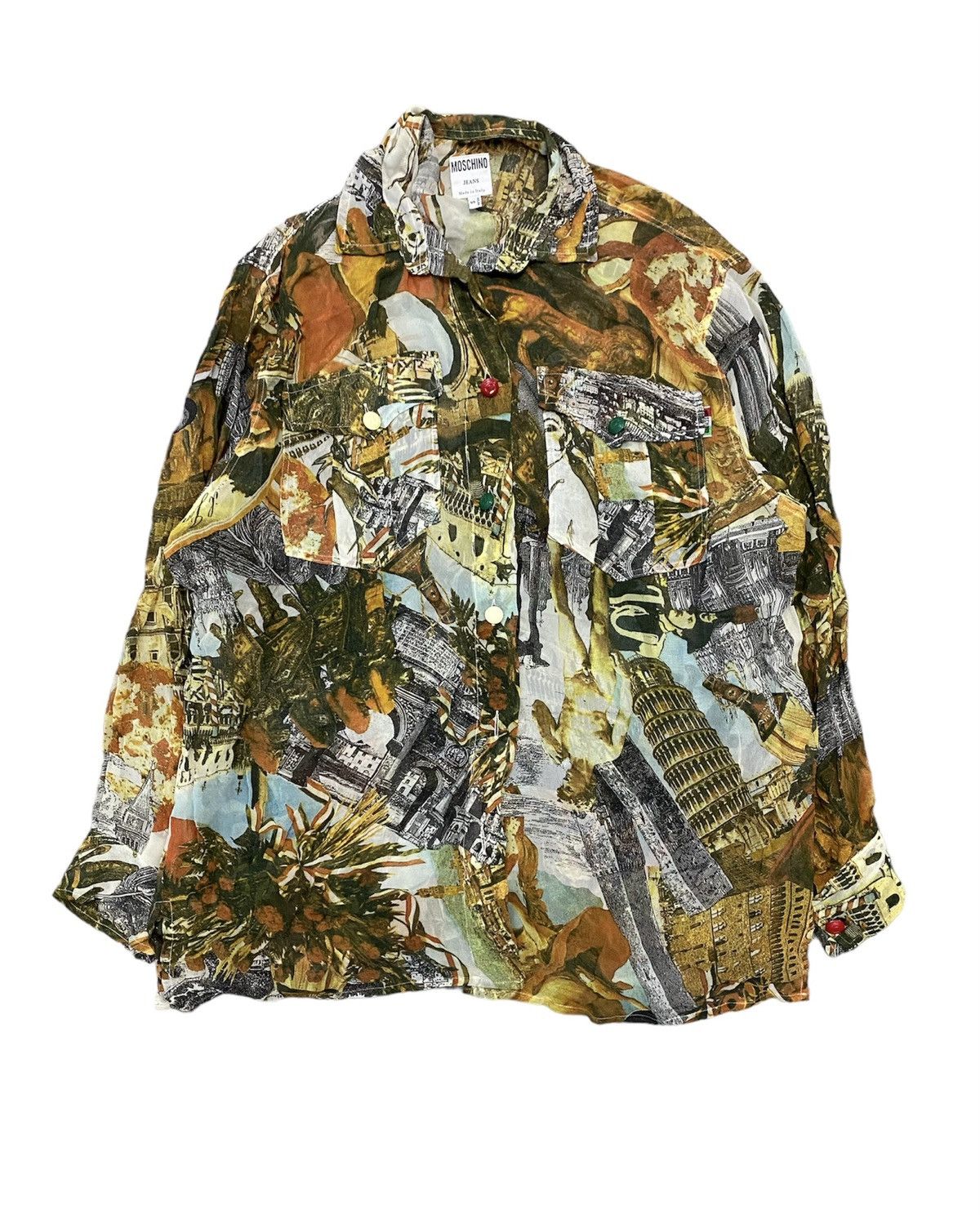 Moschino 1990s Iconic renaissance 100% rayon shirt Size M / US 6-8 / IT 42-44 - 1 Thumbnail