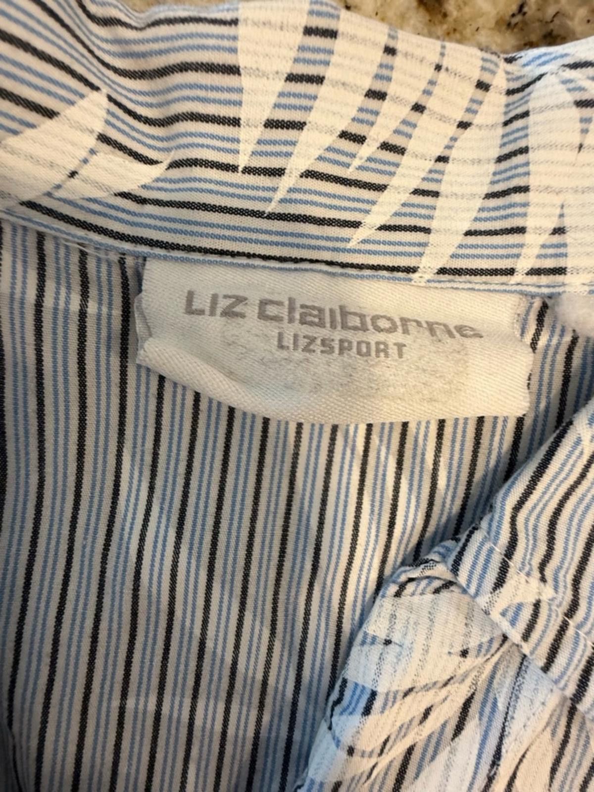 Other Liz Claiborne stripe palm short sleeve button up top SZ M Size M / US 6-8 / IT 42-44 - 8 Thumbnail