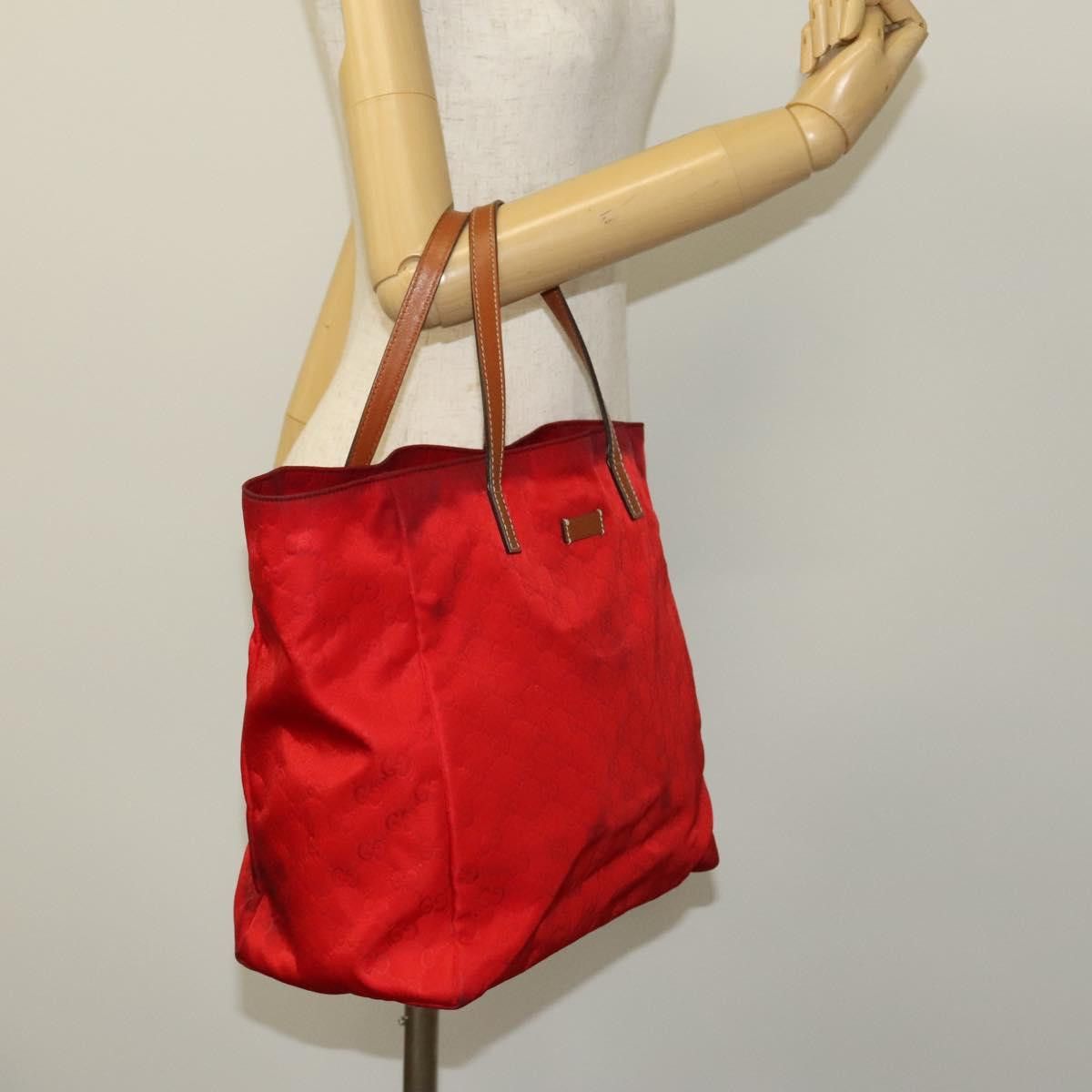 Gucci GUCCI GG Canvas Tote Bag Nylon Red Gold Size ONE SIZE - 21 Thumbnail