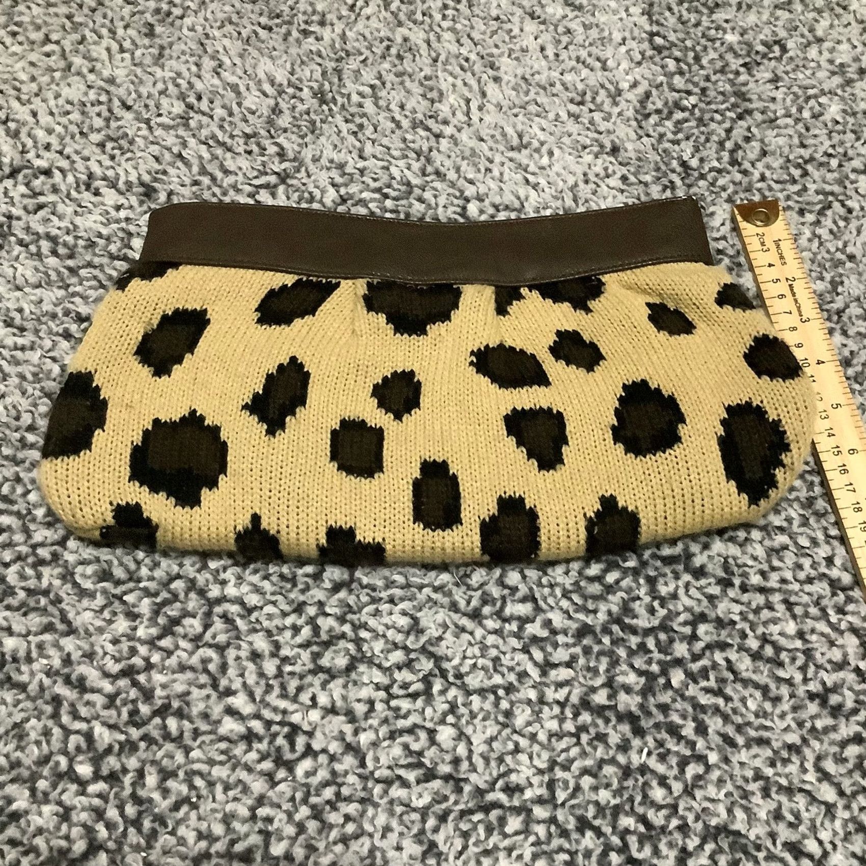 Vintage Mud Pie Clutch Womens Small Leopard Knit Zip Size ONE SIZE - 2 Thumbnail